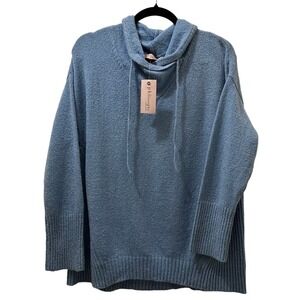 2/$30 Philosophy Cowl Neck Knit Sweater Womens M Blue Coastal New England Soft